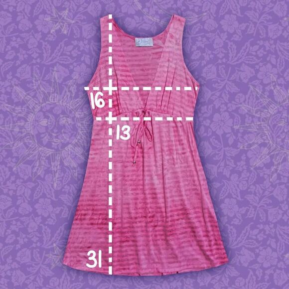 Vintage Y2K Hot Pink J. Valdi Barbie Striped V-Neck Dress | One Size - Picture 4 of 4